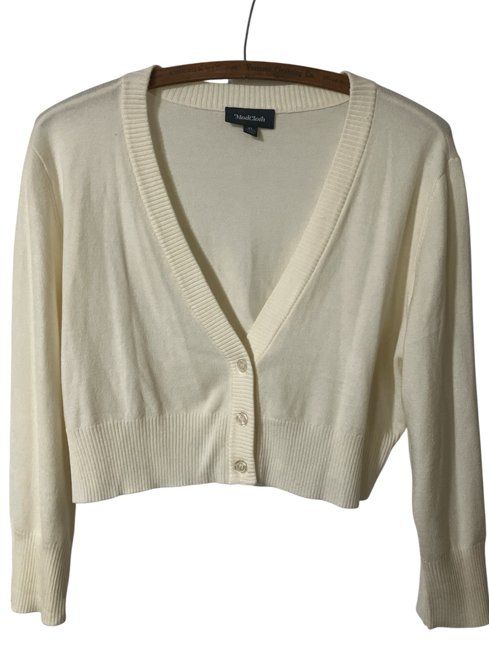 ModCloth "The Dream of the Crop Cardigan" Size XL Cream Off White Summer Cropped